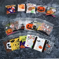 100pcs 10x10cm plastic halloween theme food self sealing bags for halloween favor supplies clear candy biscuit snack package