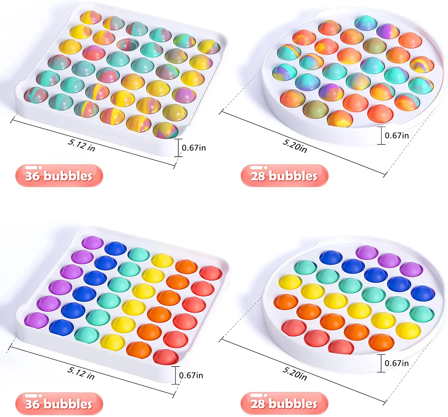 Pop It-juguete para empujar con la mano, juguetes sensoriales de silicona para apretar, regalo antiestr&eacute;s, burbuja para aliviar el estr&eacute;s y la ansiedad-1