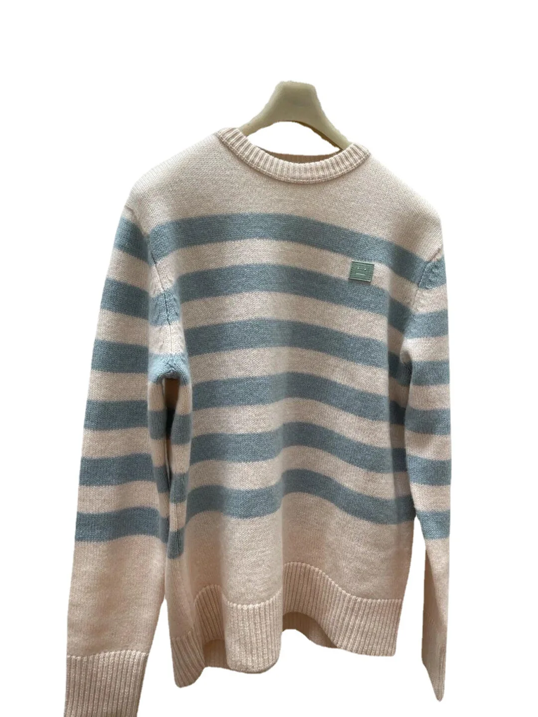 

Women Sweater Sweden 2021 Fall/Winter Blue and White Striped Sweater Women's Color-blocking Round Neck Wool Knit Sweater