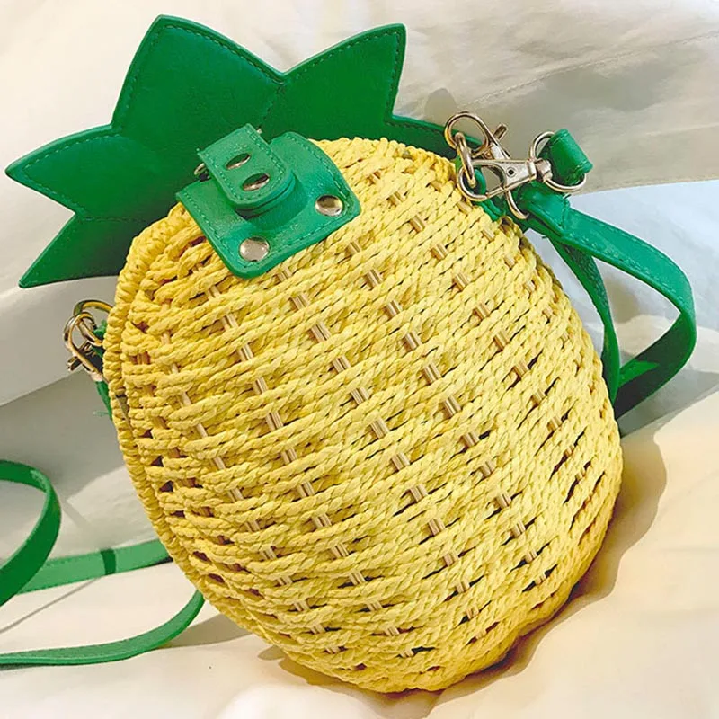 

Hot Selling Handmade Straw Personality Fruit Pineapple Weave Purse Crossbody Shoulder Bag -B5