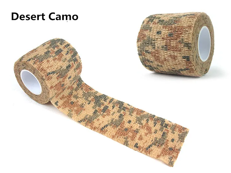 Desert Camo Многофункциональная камуфляжная обертка, Нетканая самоклеящаяся Камуфляжная Лента для охоты, пейнтбола, страйкбольной винтовки, водонепроницаемая Нескользящая стелс-лента, доступны разные цвета - Цвет: Desert Camo