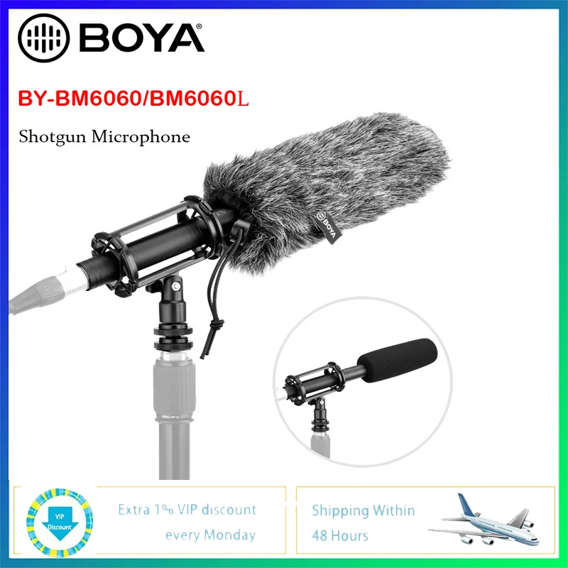 

BOYA BY-BM6060 Professional Shotgun Microphone Super-Cardioid Condenser Video Interview Mic for Canon Nikon Sony Panasonic DSLR