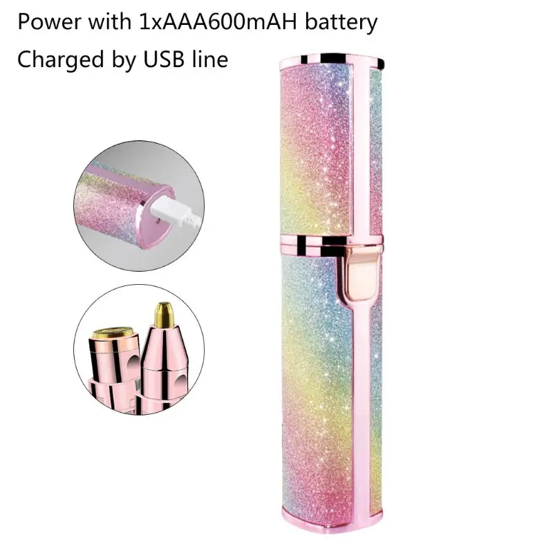 

2 in 1 Women Portable Electric Brows Trimmer Razor Hair Remover USB Rechargeable Facial Lip Eyebrow Epilator