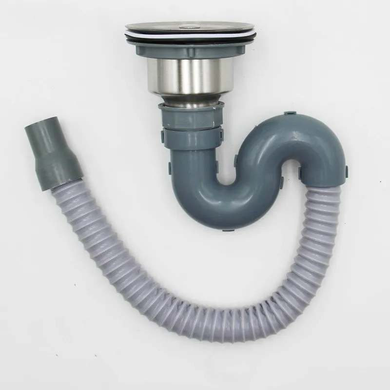 

Kitchen single tank stainless steel downpipe downcomer set vegetable basin deodorant and insect proof downpipe sink accessories