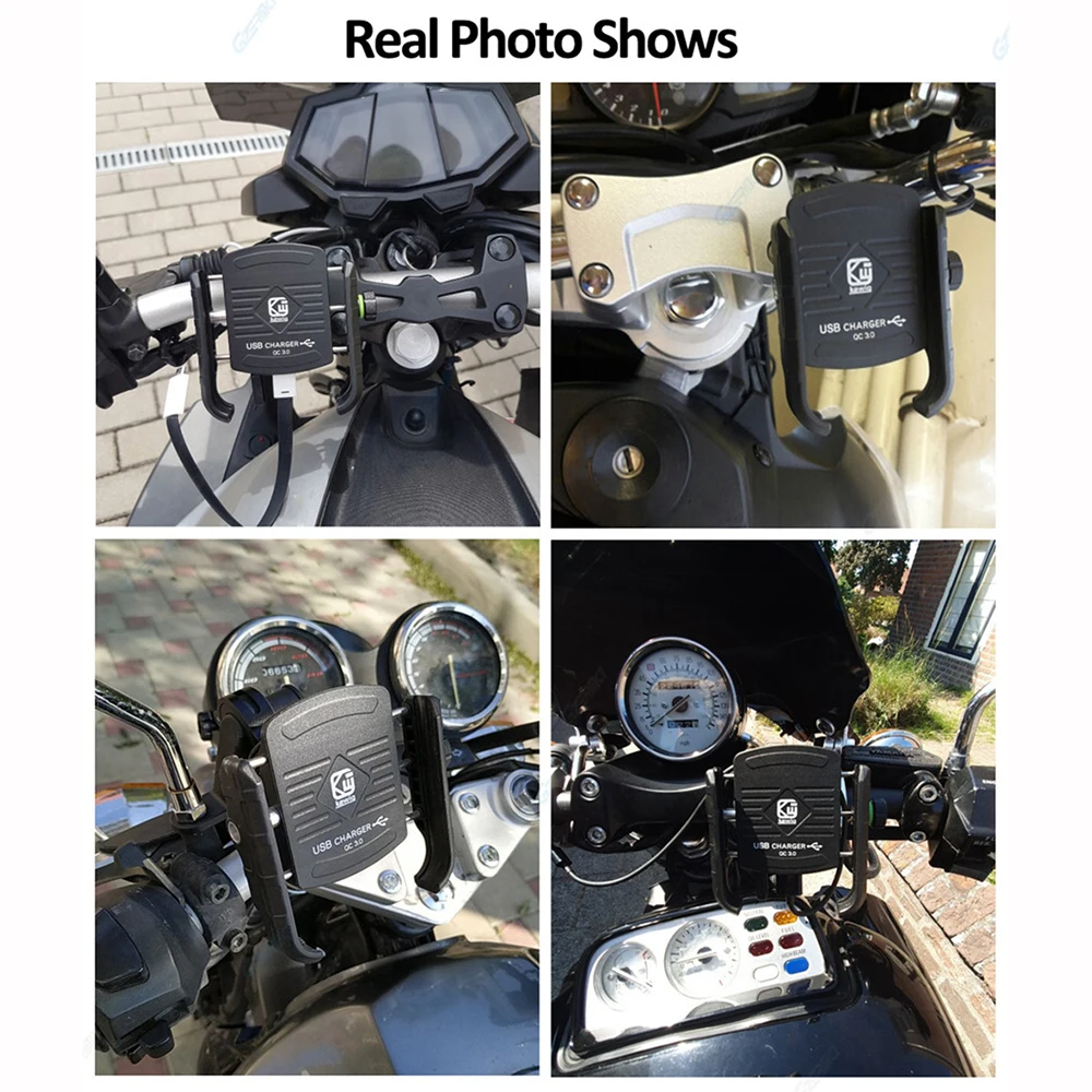 

Aluminum Alloy Motorcycle Phone Holder With QC 3.0 USB Charging For Moto Motorbike Handlebar Phone Mount Stand For iPhone Huawei