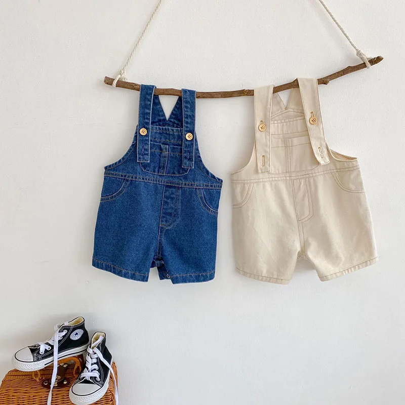 

Summer Korean Denim jumpsuit Overalls Baby and Children Casual Cute Jeans Overalls Shorts Kids Clothes