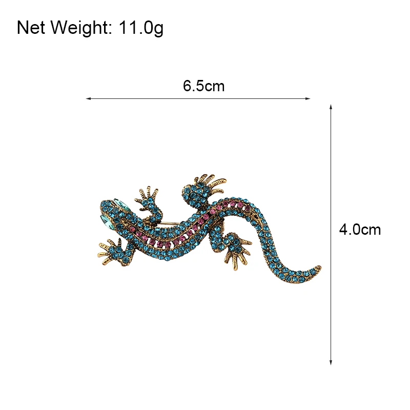 Брошь в виде ящерицы с кристаллами для женщин и мужчин|Броши| |