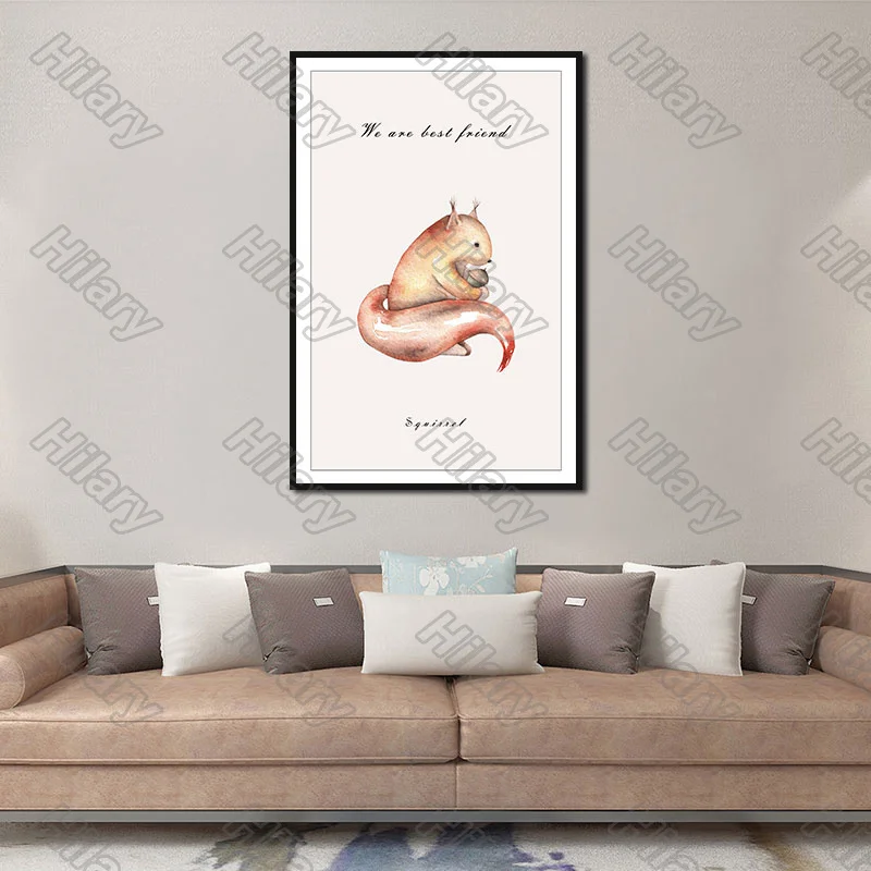 

Poster Squirrel Pine Cones Cartoon Canvas Painting and Prints Wall Art Pictures Decoration for Living Room 3Pcs Frameless