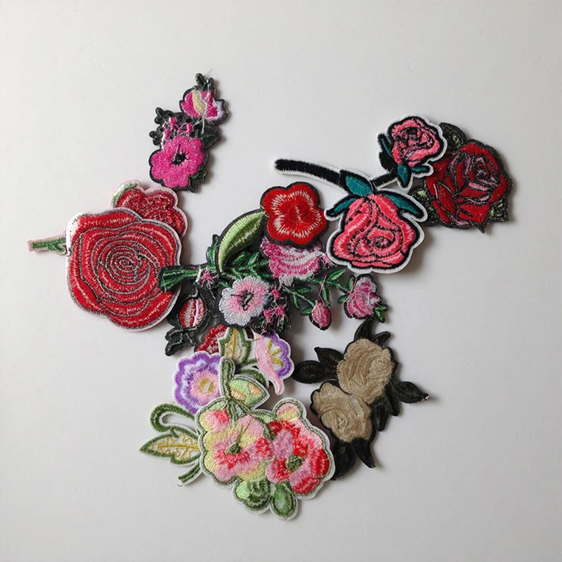 Мульти стиль Красная роза цветок вышивка патч шаблон аппликация DIY Одежда