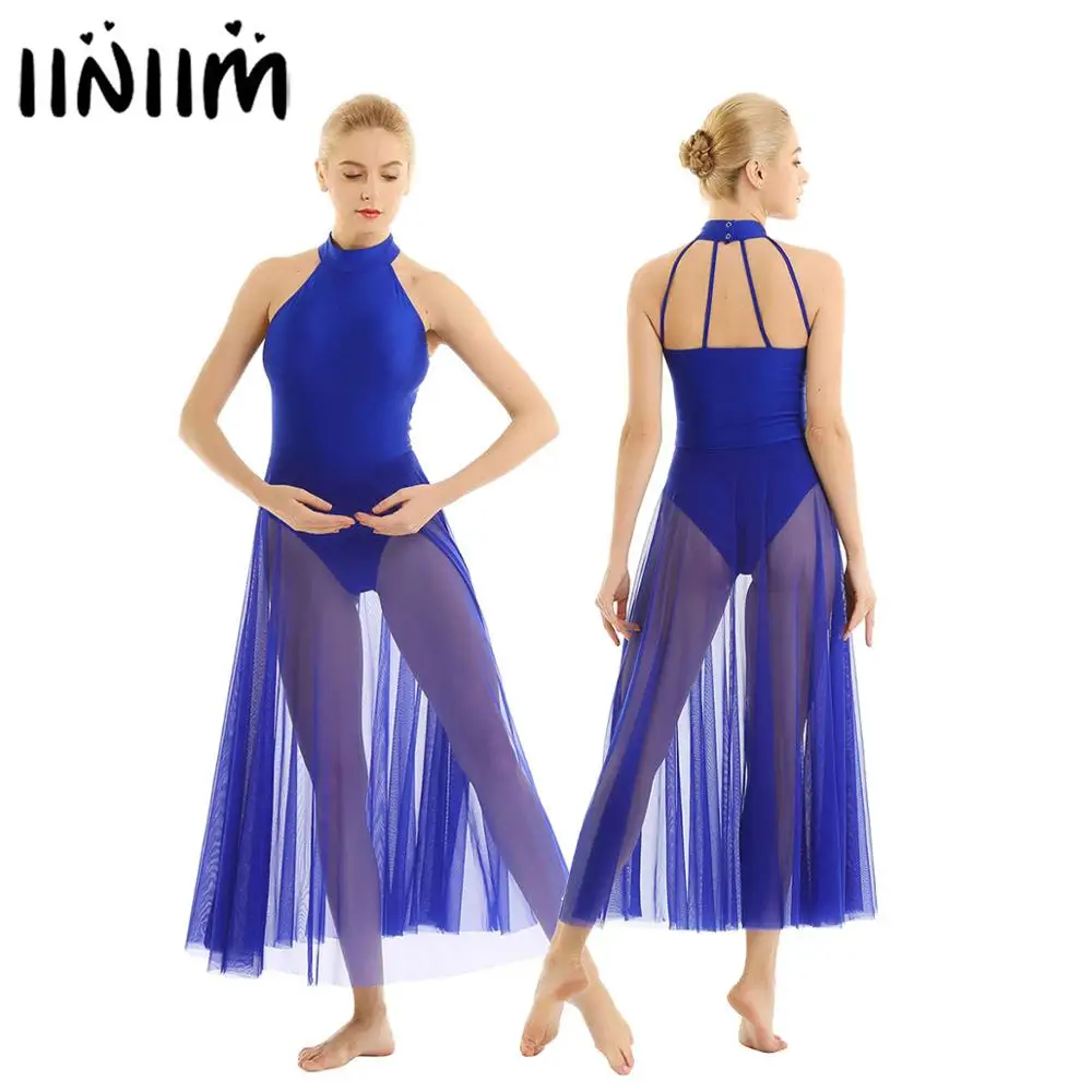 Iiniim взрослым женщинам танцевальное платье класса с открытой спиной гимнастика