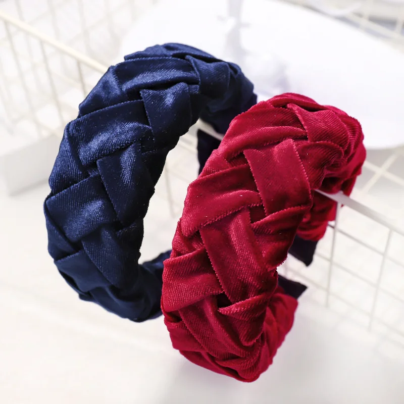 2019 Vintage Pigtail Hair Bands For Women Velvet Headband Accessories Girls opaska do wlosow diademas haar accessoires |