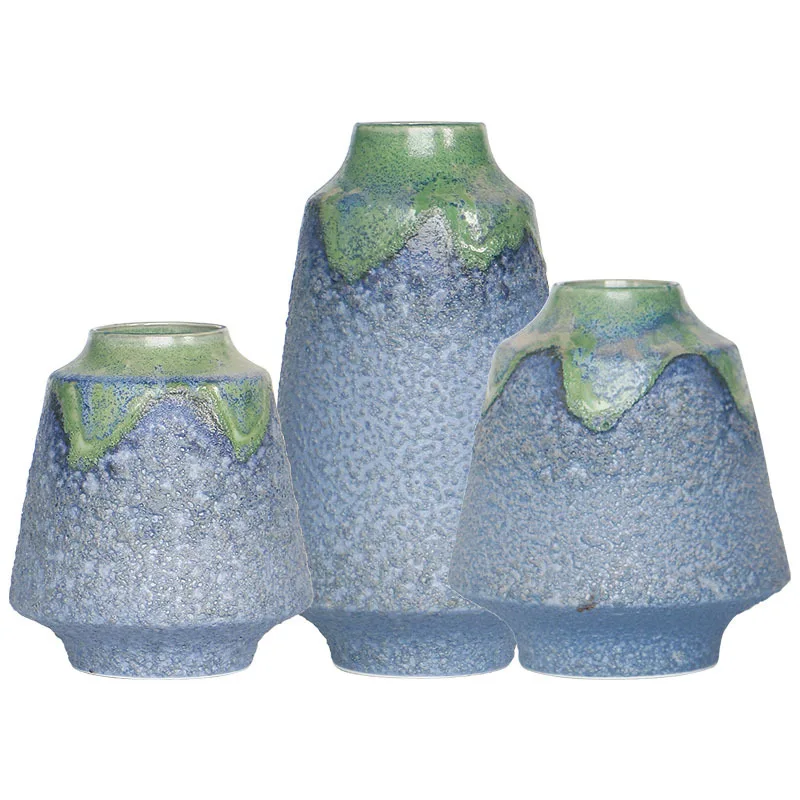 

Classic Pastoral Ceramic Vase Flower Arrangement Rough Surface Porcelain Vases Desk Decoration Ornaments Modern Home Decor