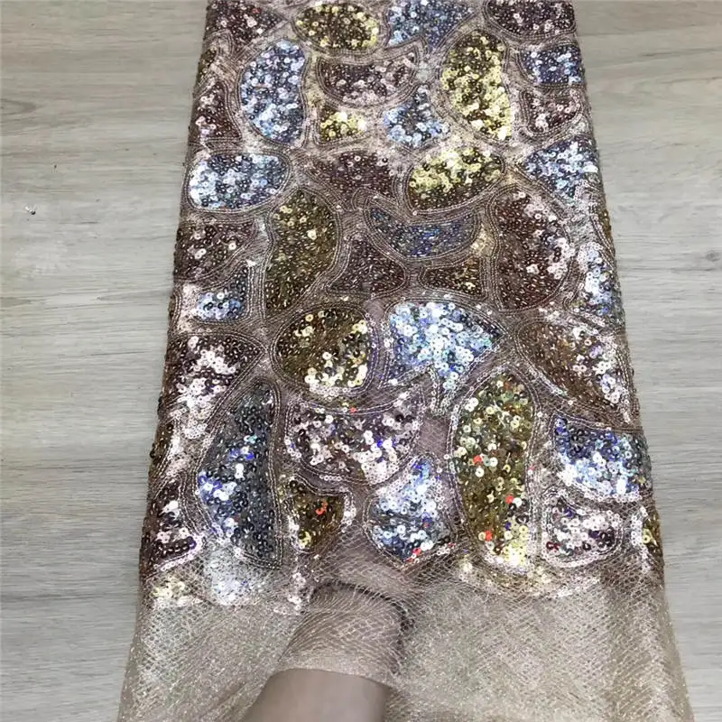 Нигерийское кружево ткань S 5 двор 3D кружевная с блестками на тюлевом кружеве 2019