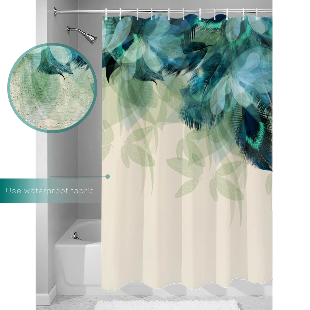 Красивое перо павлина занавеска для душа 3D вид Водонепроницаемая ванной