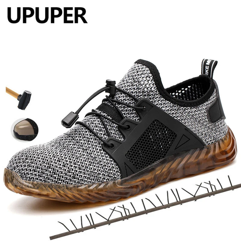 Прямая поставка Мужские уличные защитные ботинки Дышащие со стальным носком и