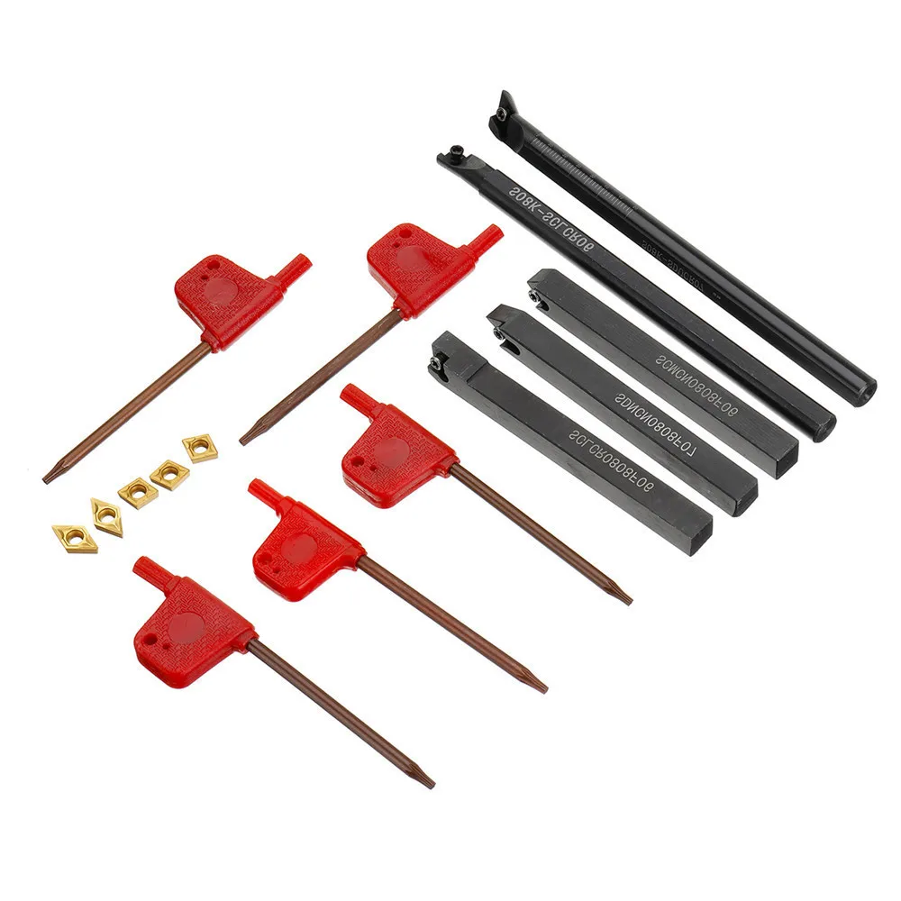 5pcs 8mm Shank Indexable Lathe Turning Tool Holder with CCMT060204 DCMT070204 Carbide Inserts for CNC Machine New Arrival | Инструменты