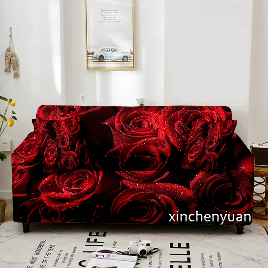 

Red Rose 3D Print Elastic Sofa Cover Stretch Couch Cover Sofa Covers for Living Room Sectional Sofa Protector W11