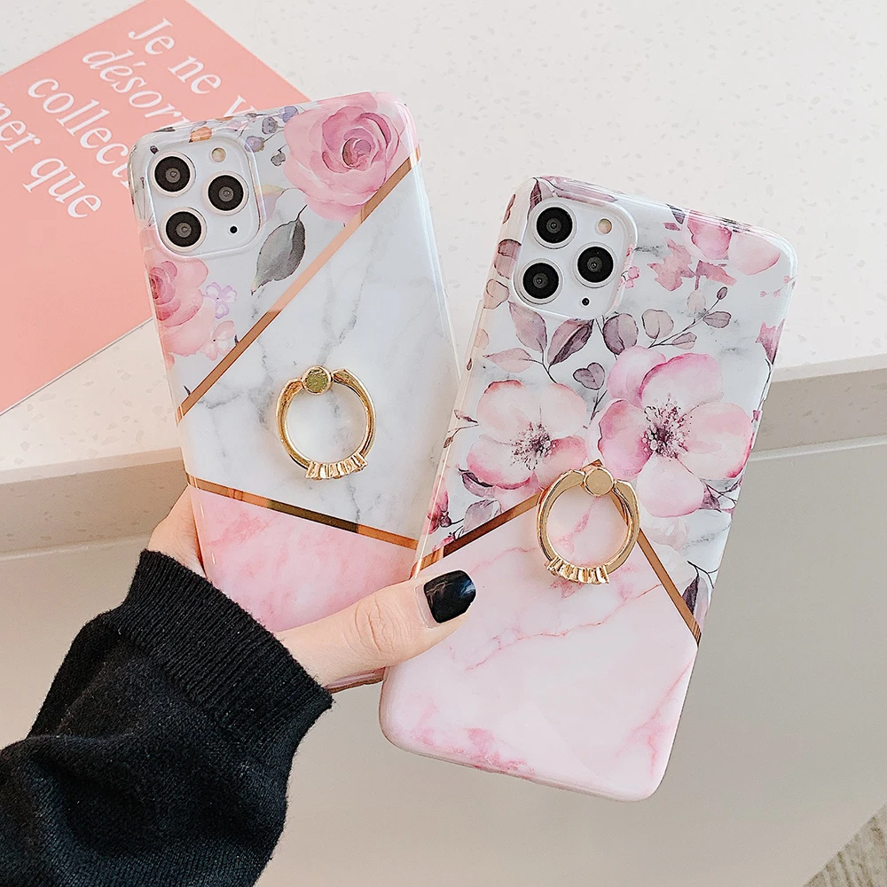 Акварельный цветочный геометрический мраморный чехол для телефона iPhone 11 Pro Max XR X