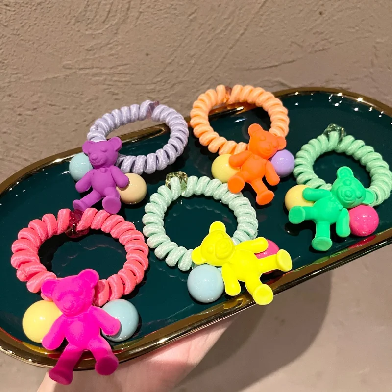 

Резинка для волос Детская в виде медведя, флуоресцентного цвета