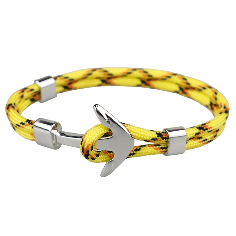 Серебряный темно-синий якорь цепочка-браслет в виде веревки ожерелье браслет для