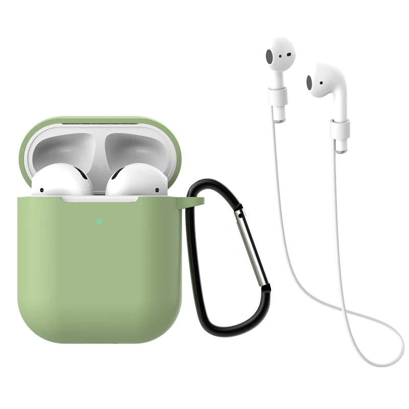 Light Green 3 in 1 3 шт. аксессуары для AirPods 2 Чехол беспроводные Bluetooth наушники Air Pods защитный чехол для AirPod аксессуары - Цвет: Light Green 3 in 1