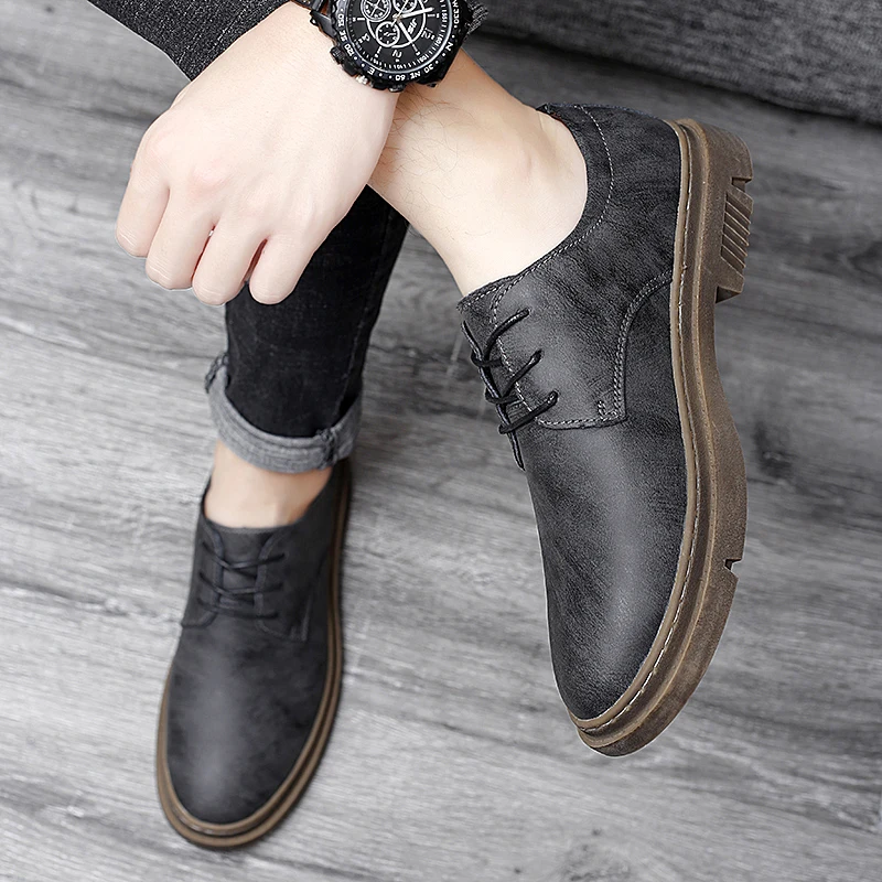 

Sneakers Men Leather Shoes Men lace up Casual Shoes Platform Men Shoes lace up oxfords Flat Footwear Soft Non Slip Walking Shoes