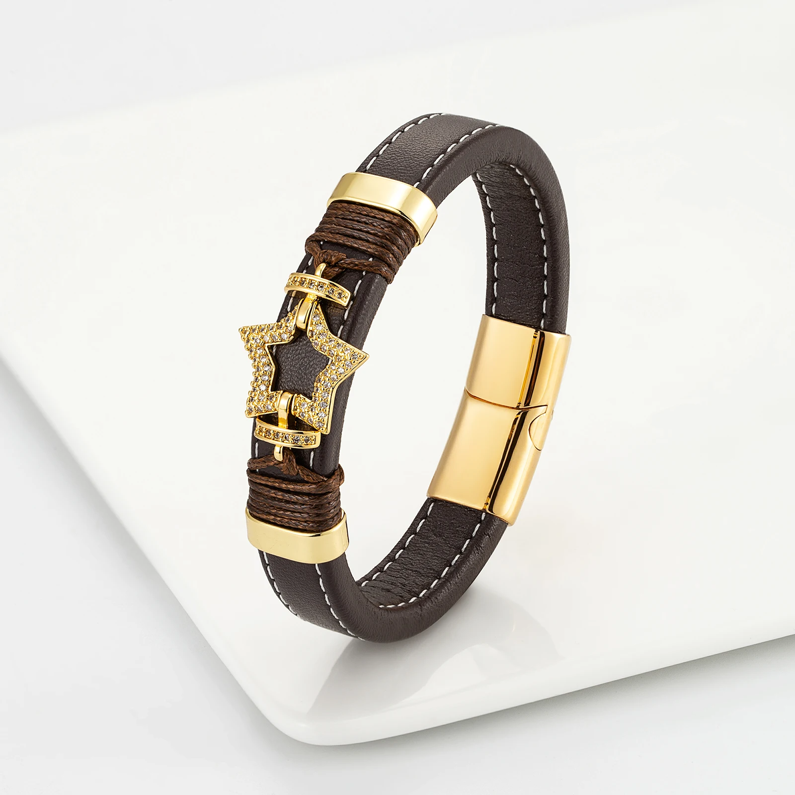 Браслет из нержавеющей стали с микро-алмазами для мужчин и женщин | Украшения