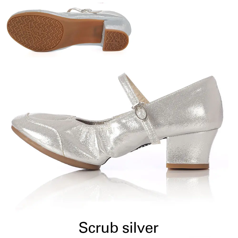 Scrub silver Новинка; женская обувь для танцев на мягкой подошве; Современная женская обувь для сальсы; обувь для латинских танцев; обувь для танцев для женщин и девочек; обувь для джазовых танцев на квадратном каблуке - Цвет: Scrub silver