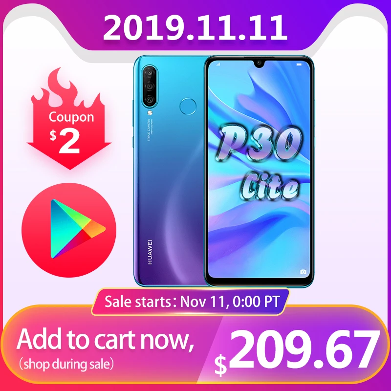 Huawei P30 Lite глобальная версия MAR-LX1 4/6 ГБ 128 мобильный телефон с двумя sim-картами Kirin 710 Octa Core 6,15 дюйма Android с функцией отпечатка пальца ID