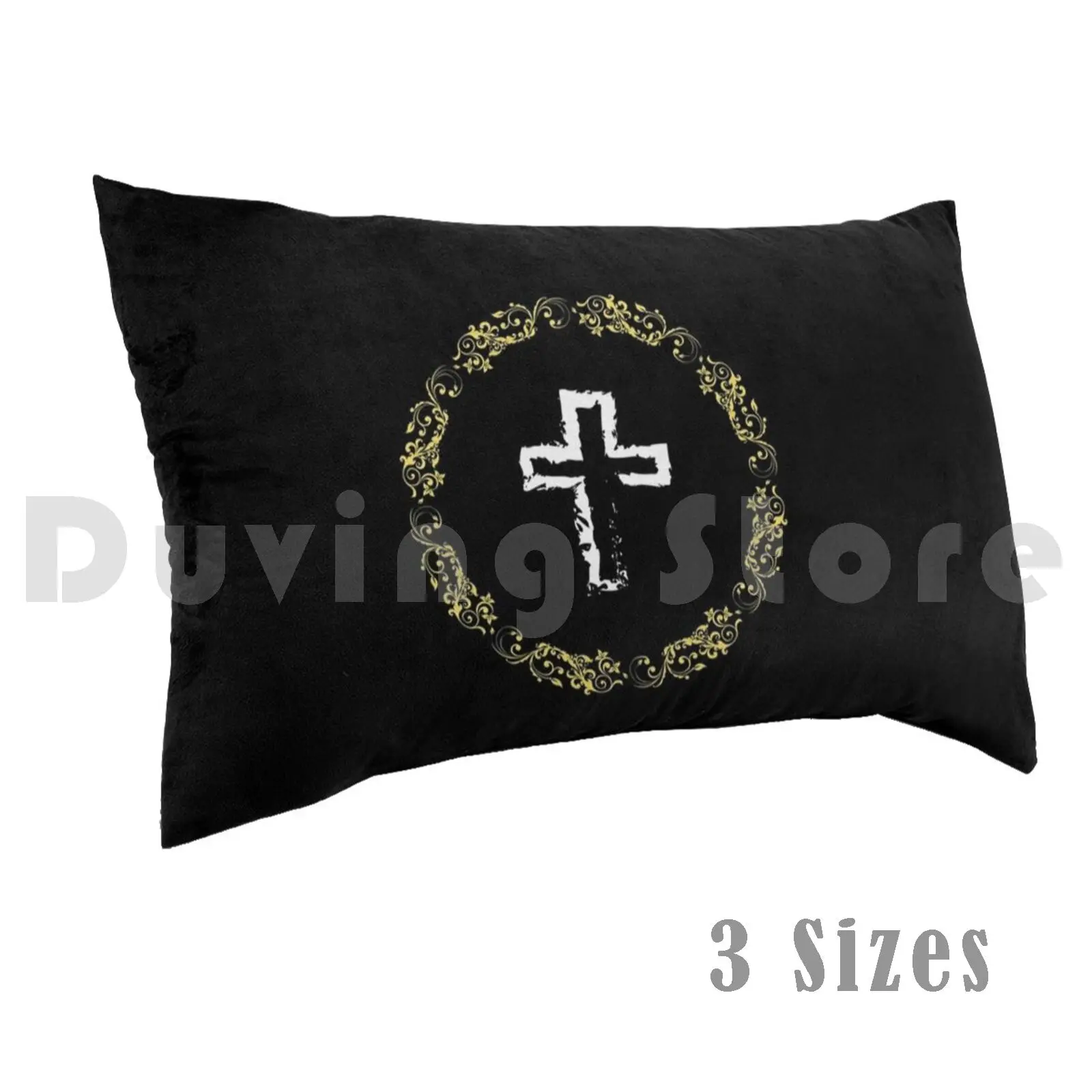 

Delicate Gold Cross Faith Pillow Case Printed 50x75 Cross Christian Jesus Religious Bible God Faith Christ