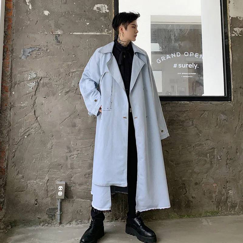 Новая Мужская винтажная уличная хип хоп панк длинная Стильная мужская джинсовая