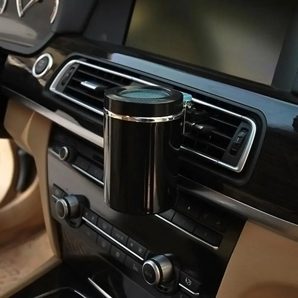 

Portable Car LED Light Ashtray Auto Travel Cigarette Ashtray Holder Cup Ash Portable Black E4L5