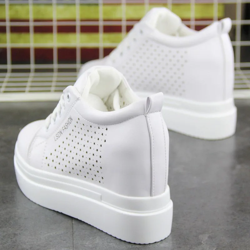 Кроссовки женские на скрытой танкетке 8 см повседневная обувь высокой платформе