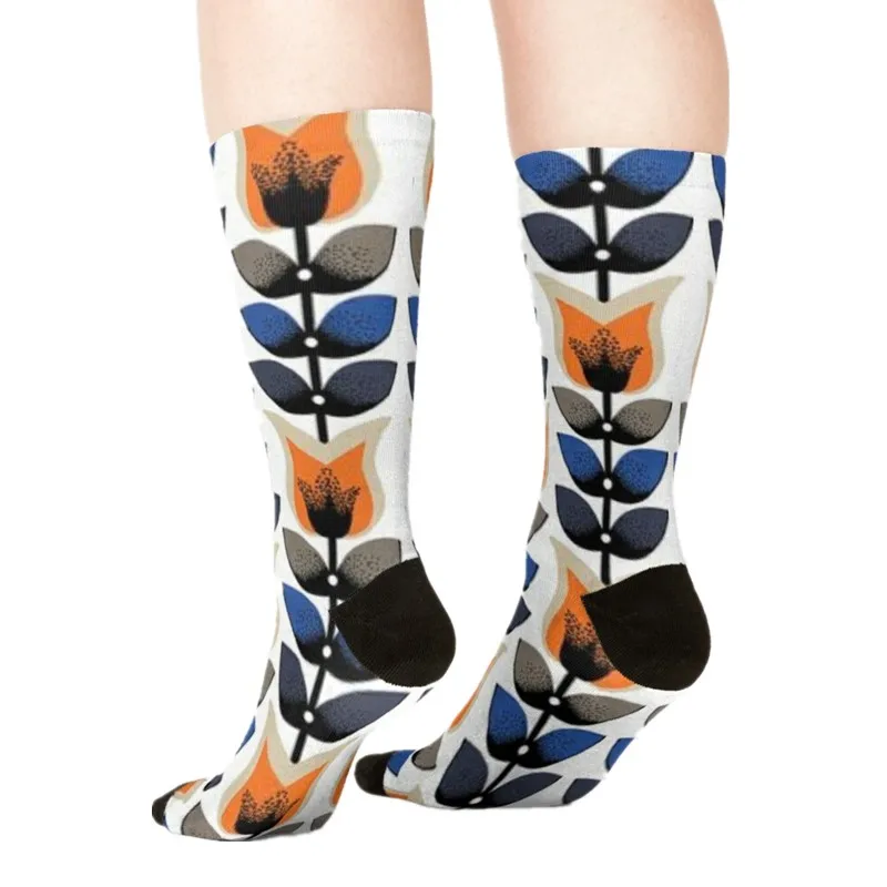 

2021 Women's socks kawaii Blue Triangle Pattern Printed Socks Woman harajuku Happy Funny Novelty cute girl gift Socks for women