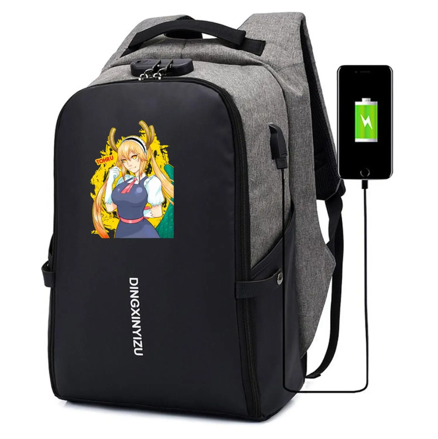 

Miss Kobayashi's Dragon Maid Backpack teenagers Anti-theft USB Charging Knapsack UNISEX Laptop Travel backpack student book Bags