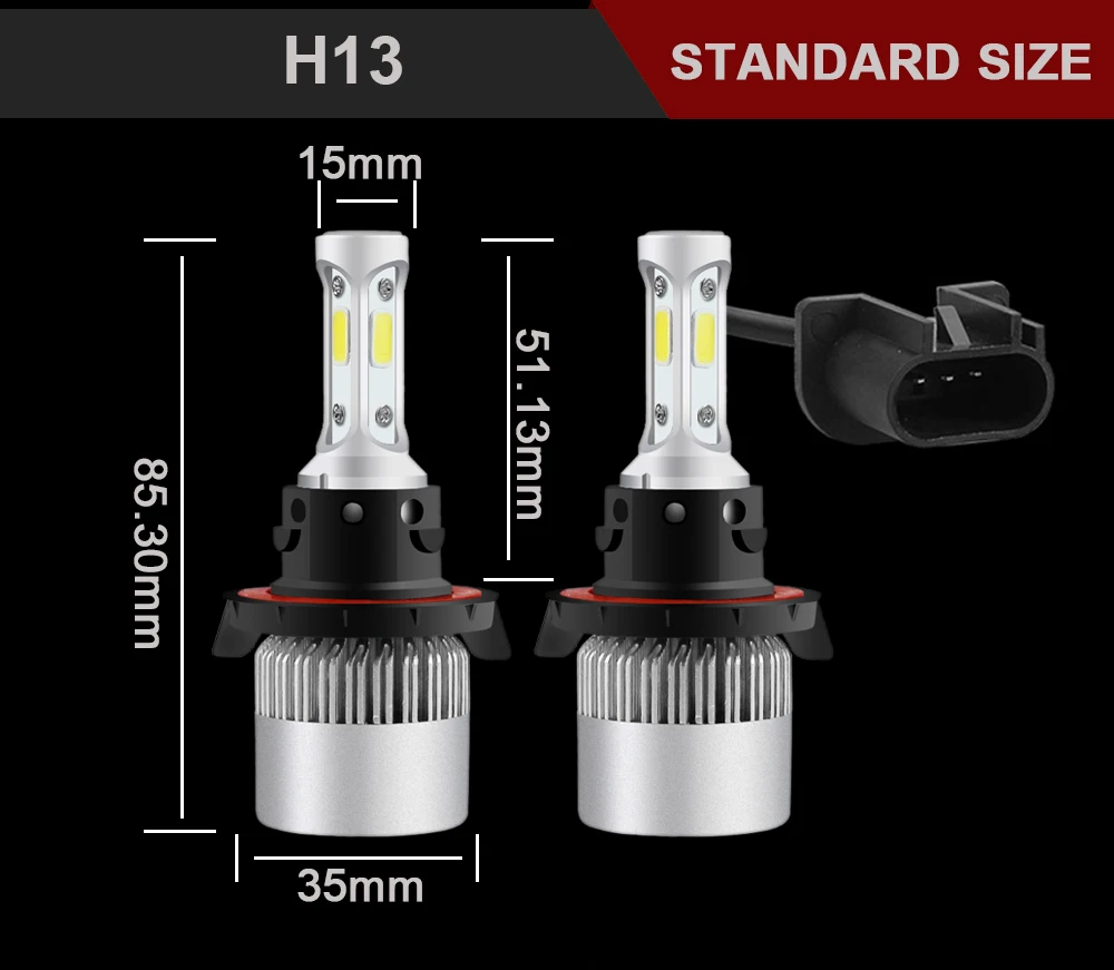 GEETANS H11 фар автомобиля H1 светодиодный H4 H7 H3 880 H13 HB1 HB2 HB3 HB4 HB5 9005 9004 9003 9006 9007 72 Вт 8000LM 4300K 6500K 8000K FJ