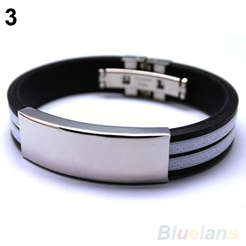 Мужской браслет из нержавеющей стали резиновой подошве черного красного синего