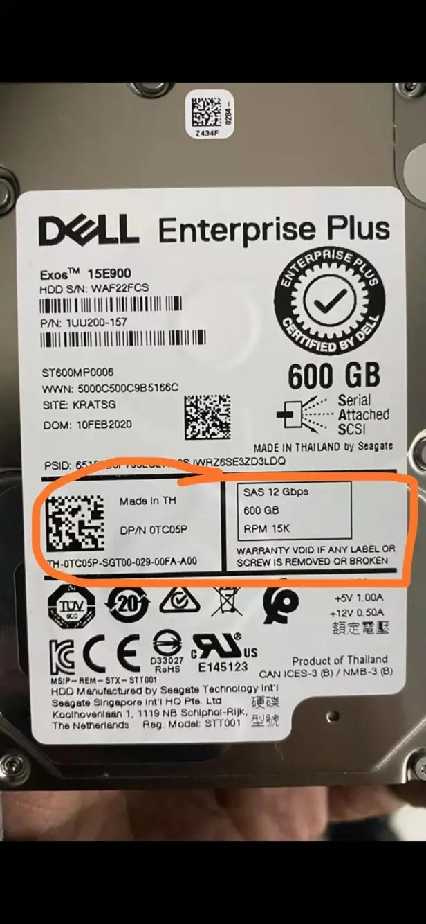 

3pcs DELL ST600MP0005/0006 0TC05P 600G 15K SAS EQ hdd