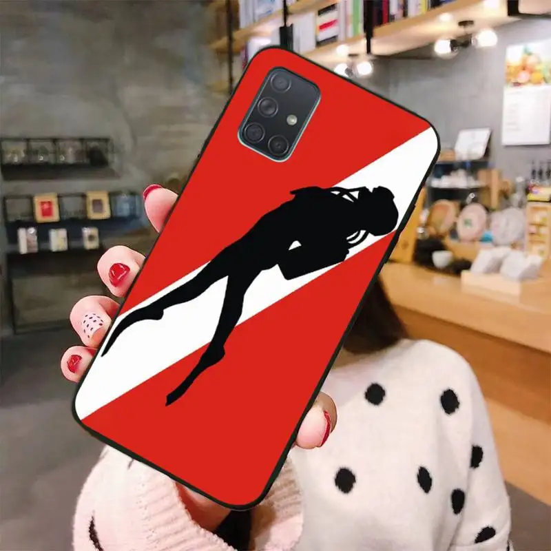 Diver Down Scuba Flag Soft Silicone Black Phone Case For Samsung A10 A20 A30 A40 A50 A70 A80 A71 A91 A51 A6 A8 2018 | Мобильные