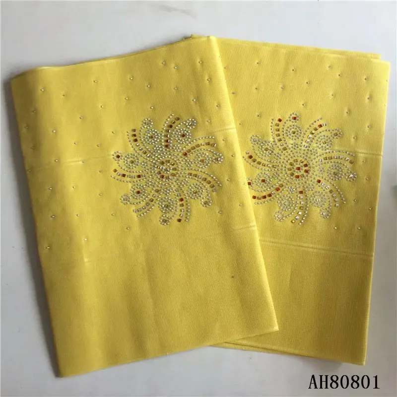Aso Oke Headtie With Stones And Beads Nigerian Lace Fabric High Quality African Gele For Women 2pieces | Дом и сад
