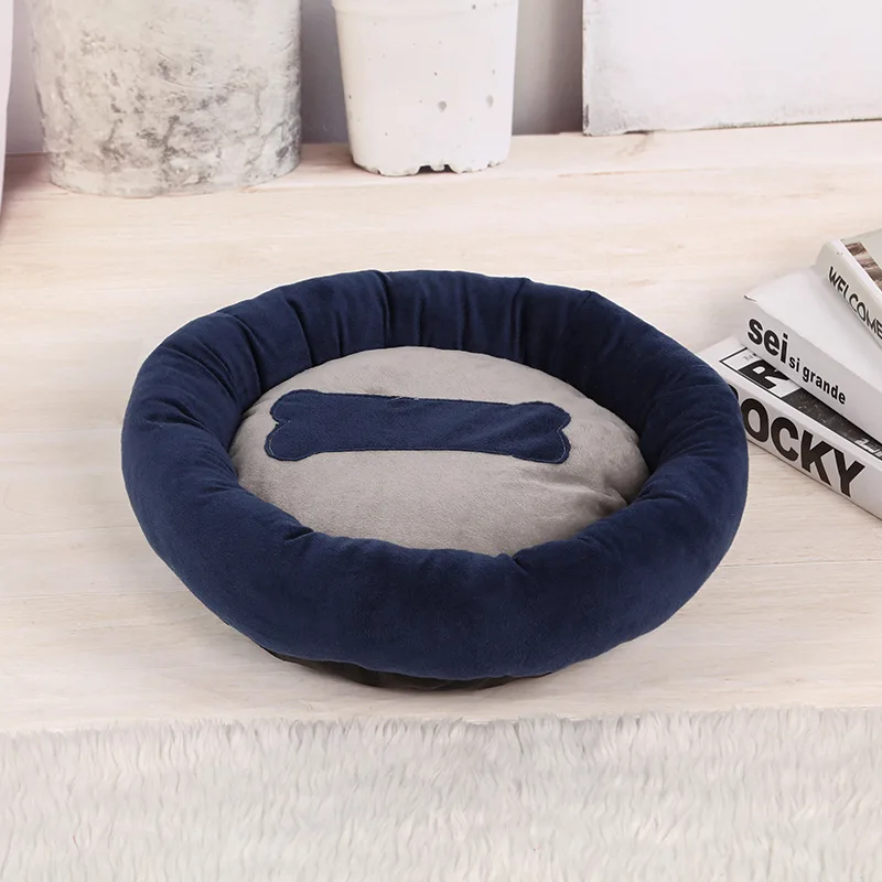 Navy-grey Кровати и коврики для домашних животных, круглая подушка для собак, кровать для маленьких средних собак, кошка, кроватка, гнездо, теплое одеяло для домашних животных, щенок, лежак, боди для чихуахуа, диван - Цвет: Navy-grey