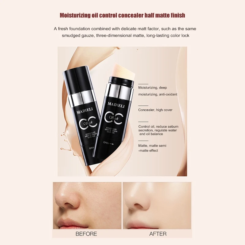 Natural Nude Face Makeup Effect Concealer Stick Moisturizing Brighten Skin BB Cream maquillaje coreano# |