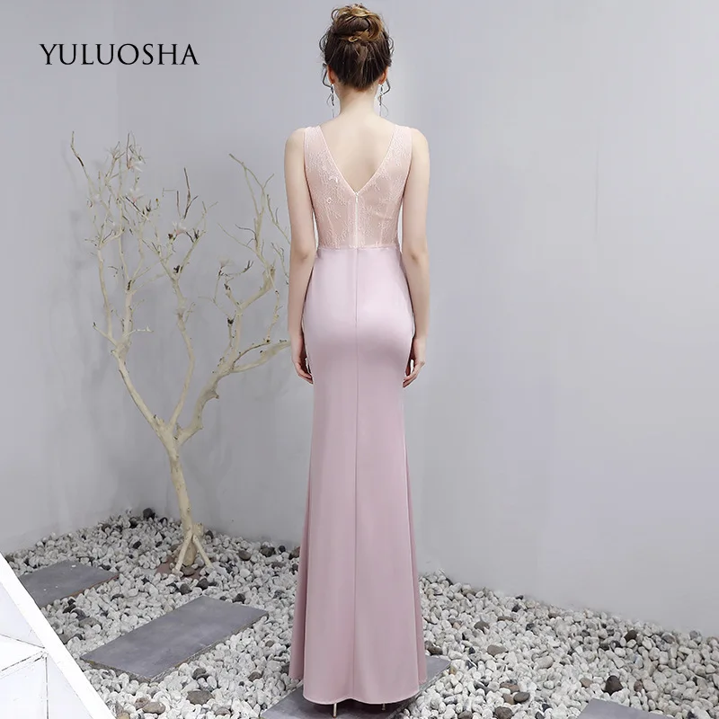 Женское вечернее платье YULUOSHA длинное с глубоким v образным вырезом и открытой