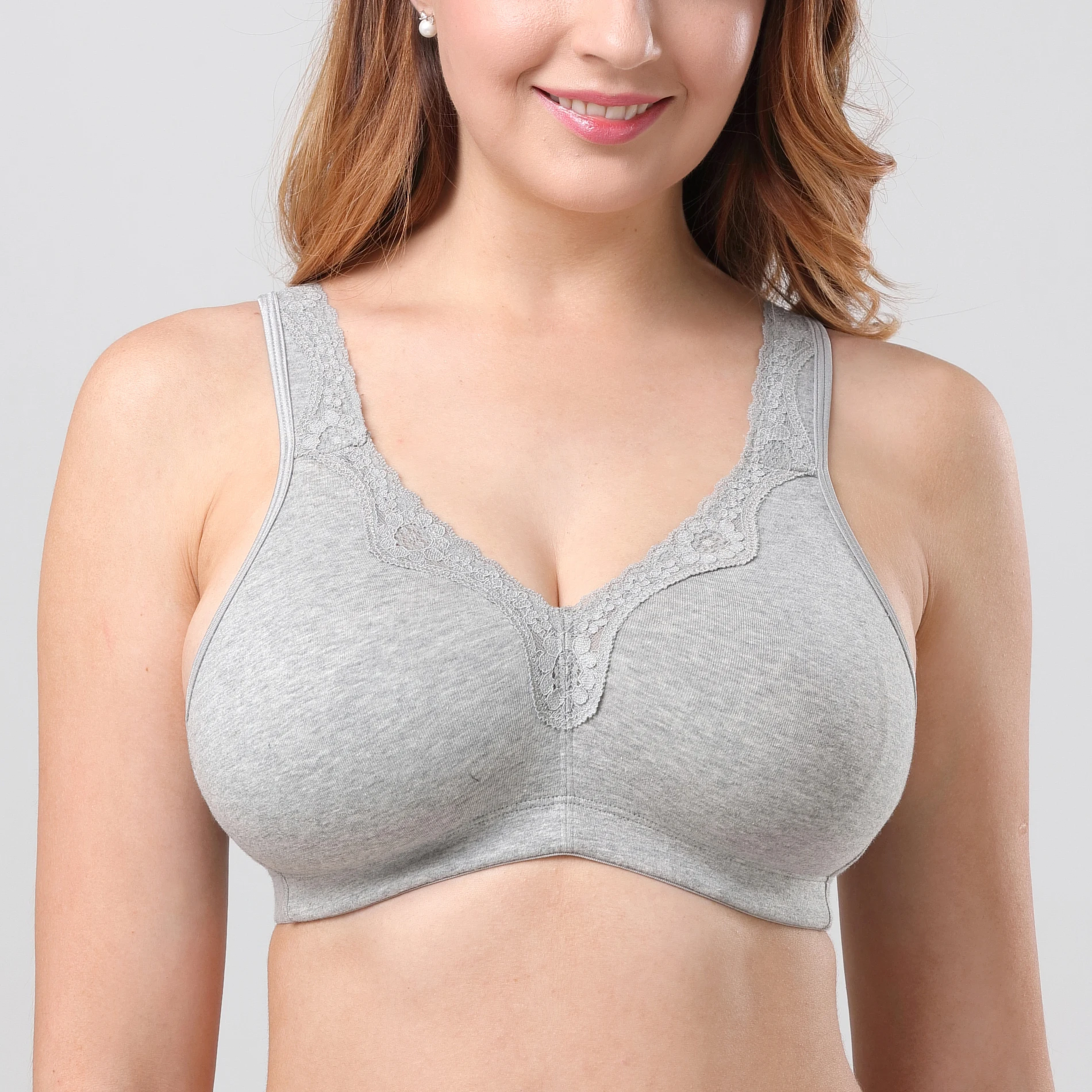 

Womens Cotton Minimizer Bra Lace Non-Foam Comfortable Soft Unpadded Wire-Free Plus Size Bra 36 38 40 42 44 46 48 50 B C D E F