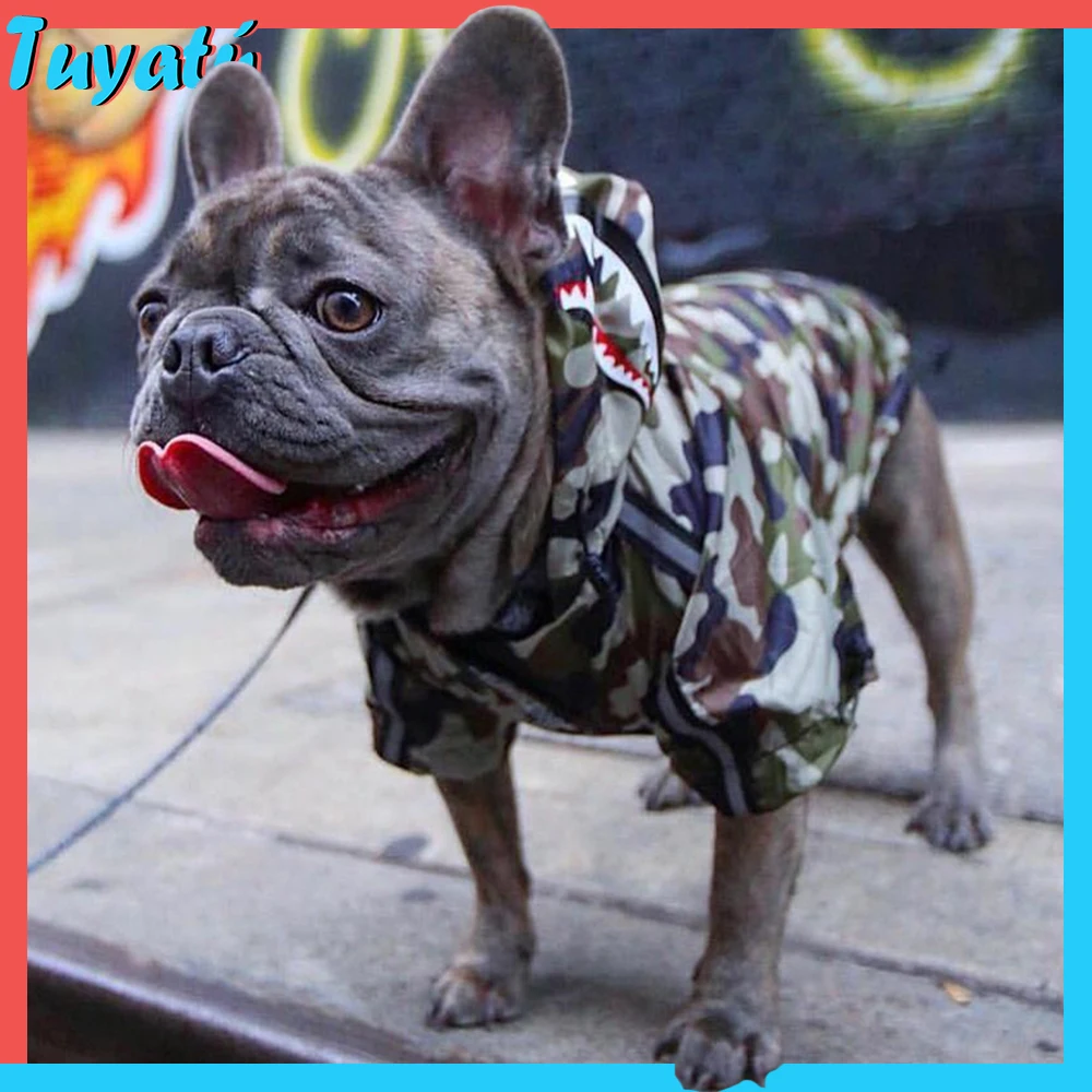 French Bulldog Small Large Dog Clothes Winter Big Hoodie for Dogs Camo Clothing Coat Jacket Pug Dropshipping | Дом и сад