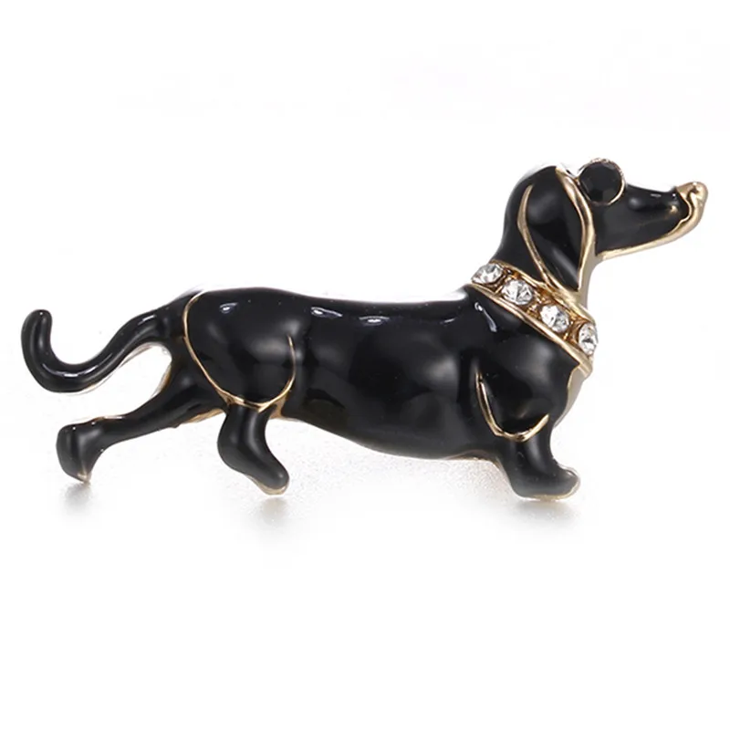 Горячие яркие черные большие броши в форме собаки для шарфа свитера плеча