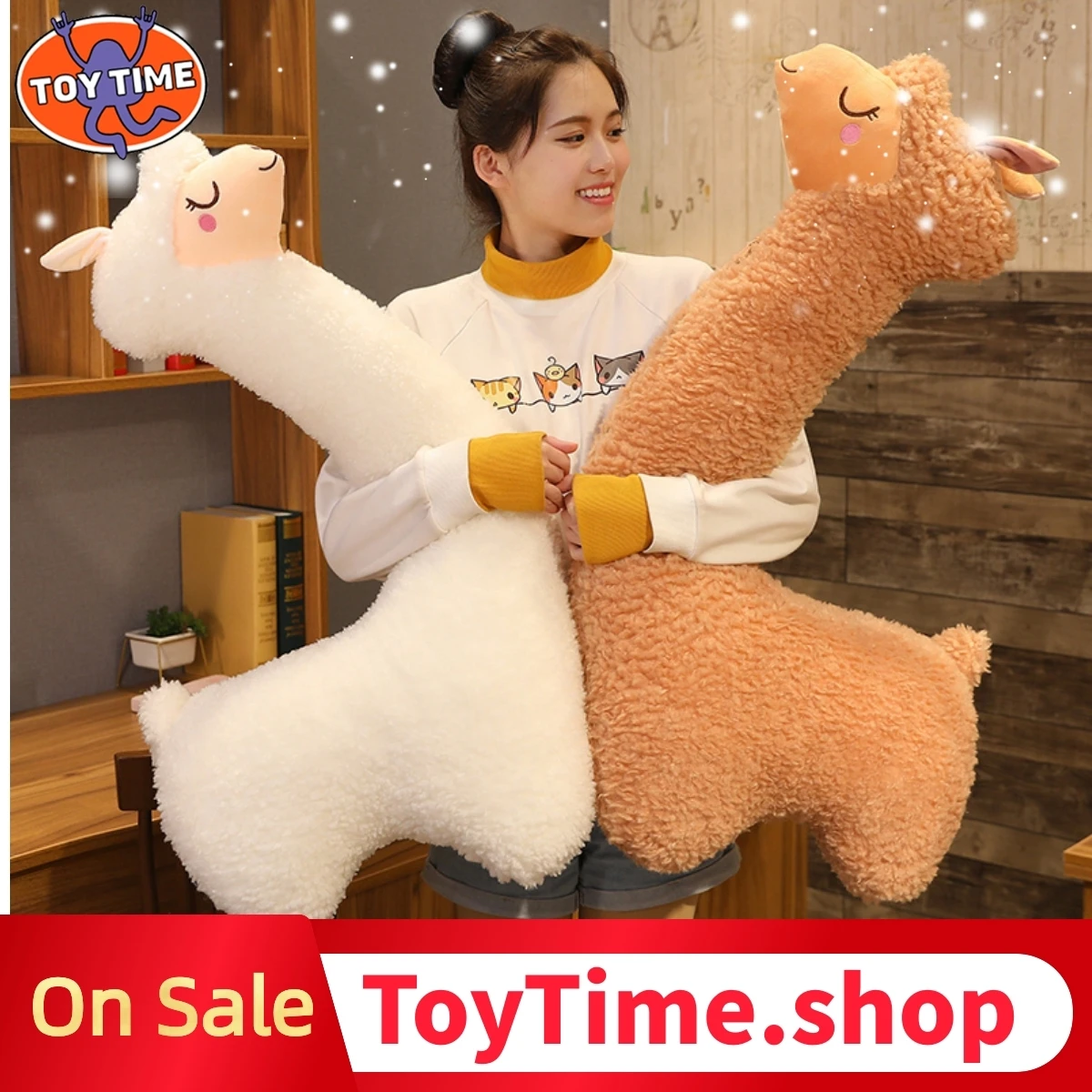 Игрушка плюшевая ToyTime Милая альпака японская Подушка для сна мягкая набивная