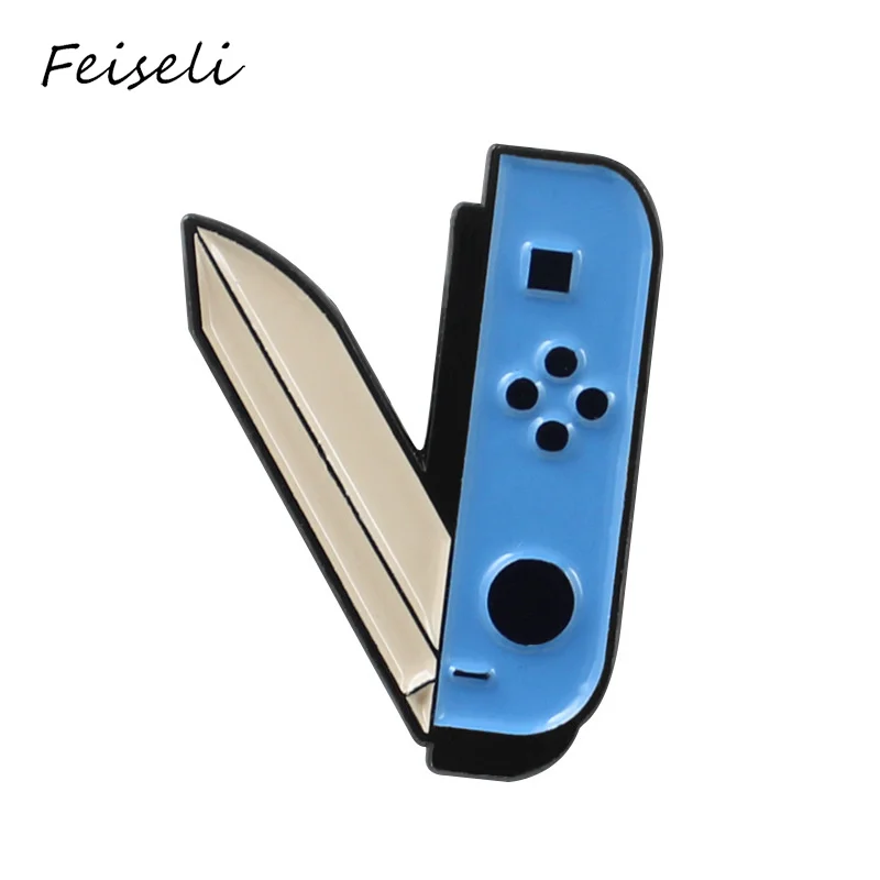 2 Feiseli креативная игра ручка Форма нож брошь для мужчин Дети милый мультфильм одежда воротник металлические значки школьная сумка значок - Окраска металла: 2