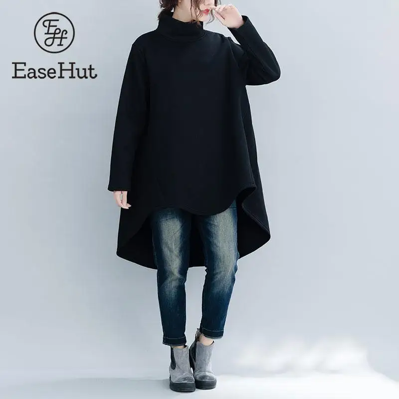 Винтажные Свободные повседневные свитшоты EaseHut однотонный Асимметричный