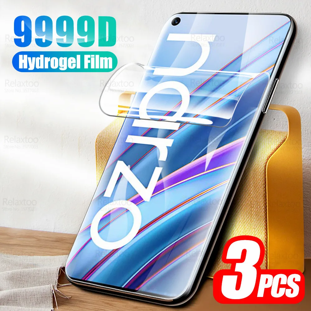 

Для Oppo Realme Narzo 30 Защита для экрана 3 шт. 9999D изогнутая Гидрогелевая пленка Realmi Narzo30 4G 2021 6,5 "Защитные пленки не стекло